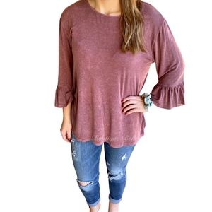Burgundy Washed Finish Top w/Trumpet Sleeves